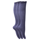 Navy - Front - Floso Girls Long Cotton Socks (3 Pairs)