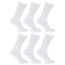 White - Front - FLOSO Mens Ribbed Non Elastic Top 100% Cotton Socks (Pack Of 6)