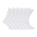 White - Back - FLOSO Mens Ribbed Non Elastic Top 100% Cotton Socks (Pack Of 6)