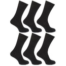 Black - Front - FLOSO Mens Ribbed Non Elastic Top 100% Cotton Socks (Pack Of 6)