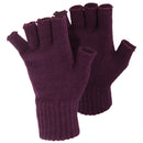 Purple - Front - FLOSO Ladies-Womens Winter Fingerless Gloves
