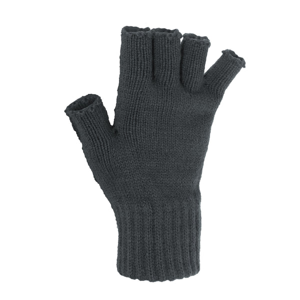 Charcoal - Back - FLOSO Ladies-Womens Winter Fingerless Gloves