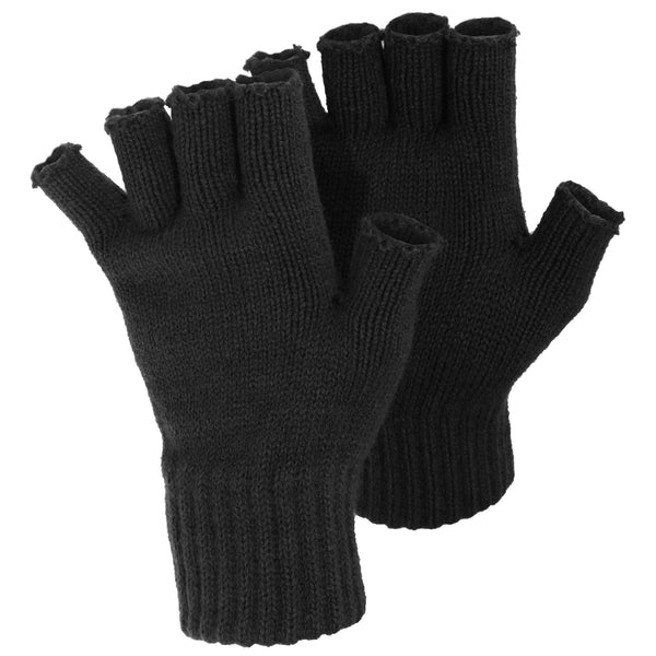 Black - Front - FLOSO Ladies-Womens Winter Fingerless Gloves