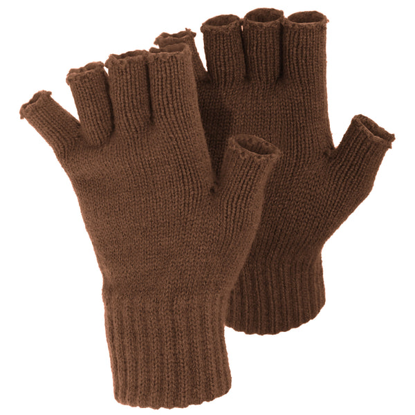 Brown - Front - FLOSO Ladies-Womens Winter Fingerless Gloves
