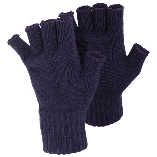 Navy - Front - FLOSO Ladies-Womens Winter Fingerless Gloves