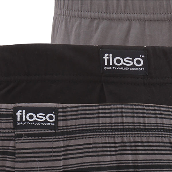 Black-Charcoal-Grey - Back - FLOSO Mens Cotton Mix Boxer Shorts (Pack Of 6)