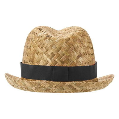 Natural-Solid Black - Back - Floso Unisex Adult Pricus Straw Sun Hat