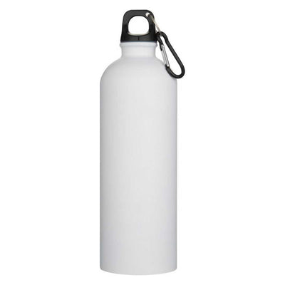 White - Back - Floso Oregon Recycled Stainless Steel Carabiner Clip 750ml Water Bottle