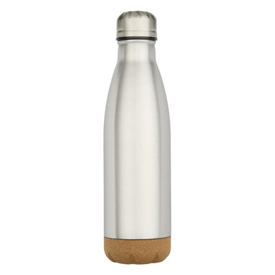 Matted Silver - Front - Floso Cove Cork Double Wall 500ml Insulated Water Bottle