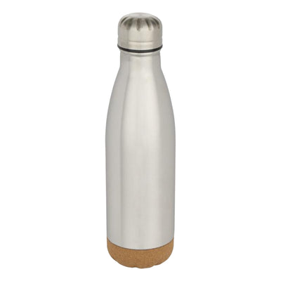 Matted Silver - Back - Floso Cove Cork Double Wall 500ml Insulated Water Bottle