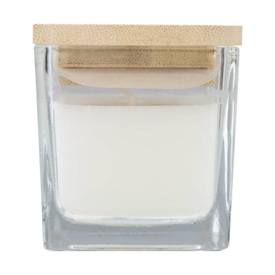 White - Side - Floso Ambra Warm Vanilla Square Bamboo Lid Scented Candle