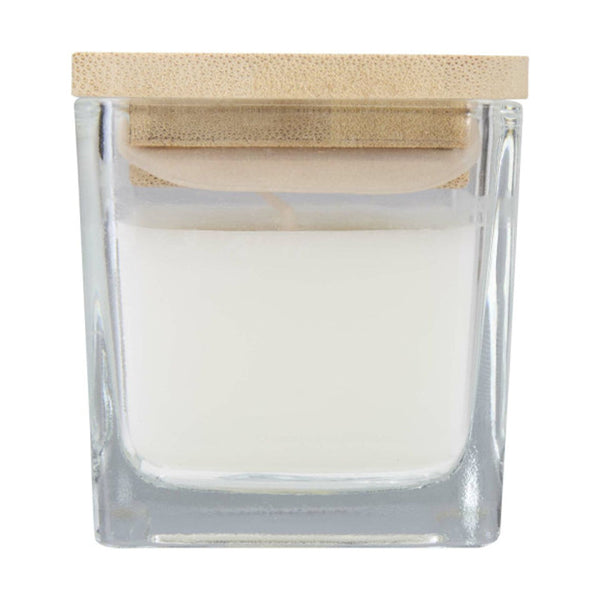 White - Side - Floso Ambra Warm Vanilla Square Bamboo Lid Scented Candle