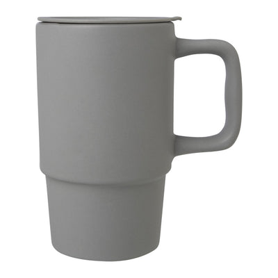 Grey - Side - Floso Carter Ceramic 450ml Travel Mug