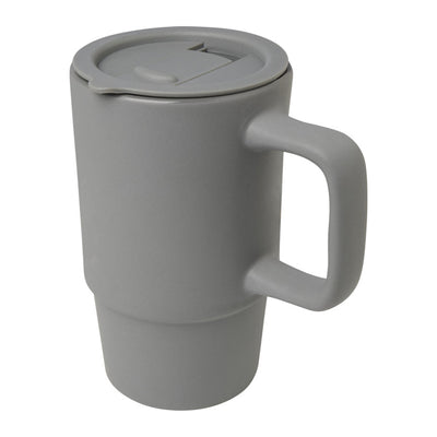 Grey - Front - Floso Carter Ceramic 450ml Travel Mug