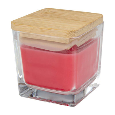 Red - Side - Floso Ambra Cherry Square Bamboo Lid Scented Candle