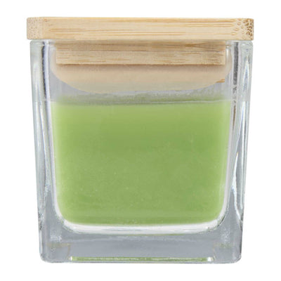 Oasis Green - Back - Floso Ambra Glass Bamboo Lid Scented Candle