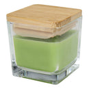 Oasis Green - Side - Floso Ambra Glass Bamboo Lid Scented Candle