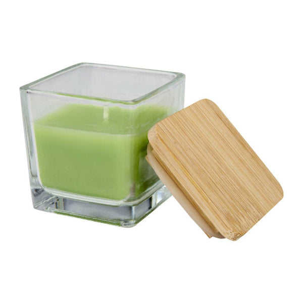 Oasis Green - Front - Floso Ambra Glass Bamboo Lid Scented Candle