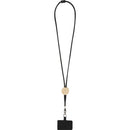 Solid Black - Back - Floso Adhab Bamboo Details Phone Holder Lanyard