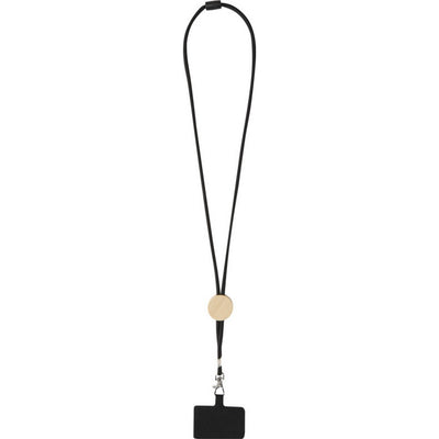 Solid Black - Back - Floso Adhab Bamboo Details Phone Holder Lanyard