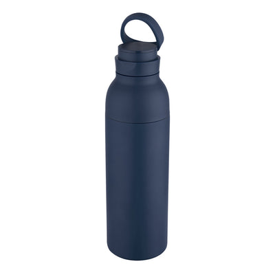 Navy - Back - Floso Recycled Stainless Steel Double Wall 650ml Water Bottle
