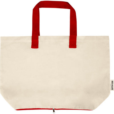 Natural-Red - Front - Floso Sierra Recycled Cotton Foldable 7L Tote Bag