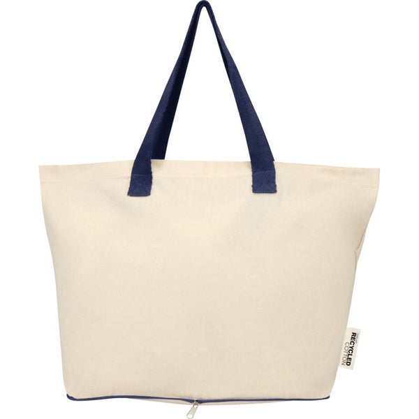 Natural-Navy - Back - Floso Sierra Recycled Cotton Foldable 7L Tote Bag