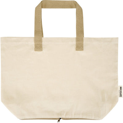 Natural - Front - Floso Sierra Recycled Cotton Foldable 7L Tote Bag