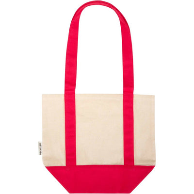 Red-Natural - Front - Floso Sam Recycled Cotton Mini Tote Bag