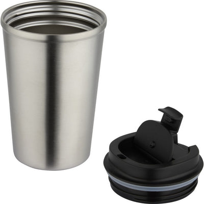 Matted Silver - Side - Floso Newport Stainless Steel Double Wall 350ml Tumbler