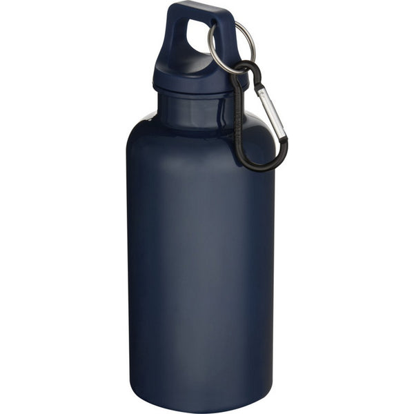 Navy Blue - Back - Floso Oregon Solid Recycled Plastic Carabiner Clip 400ml Water Bottle