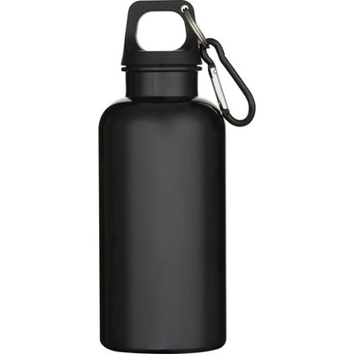 Black - Front - Floso Oregon Solid Recycled Plastic Carabiner Clip 400ml Water Bottle