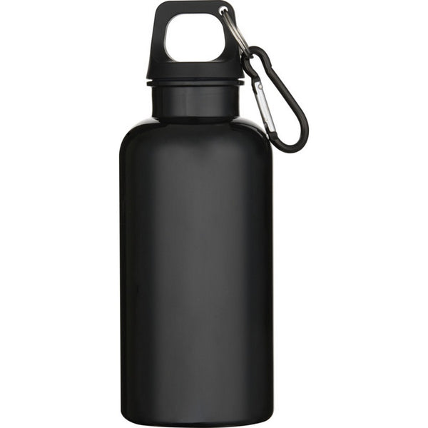 Black - Front - Floso Oregon Solid Recycled Plastic Carabiner Clip 400ml Water Bottle