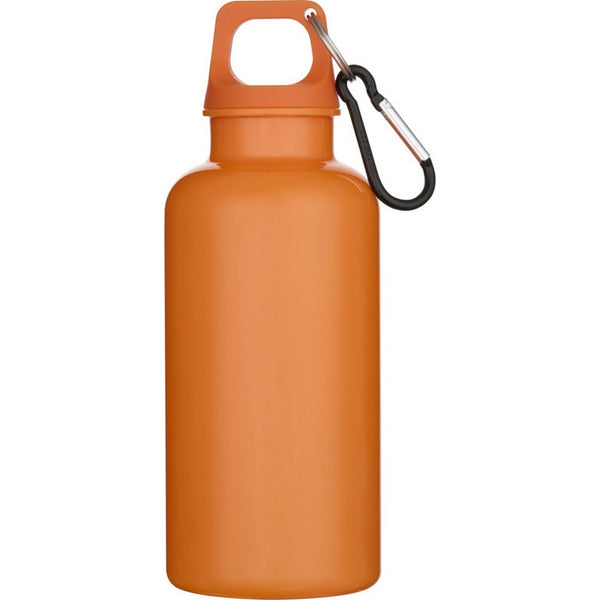 Orange - Front - Floso Oregon Solid Recycled Plastic Carabiner Clip 400ml Water Bottle