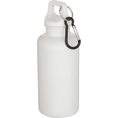 White - Back - Floso Oregon Solid Recycled Plastic Carabiner Clip 400ml Water Bottle