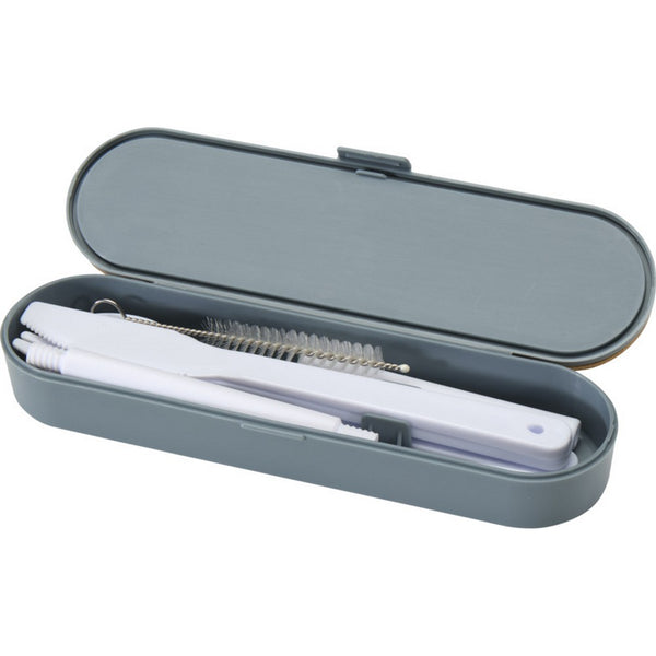 Slate Grey - Pack Shot - Floso Bamboo Lid Plain Cutlery Set