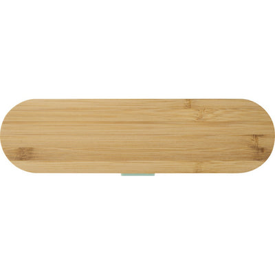 Mint Green - Side - Floso Bamboo Lid Plain Cutlery Set