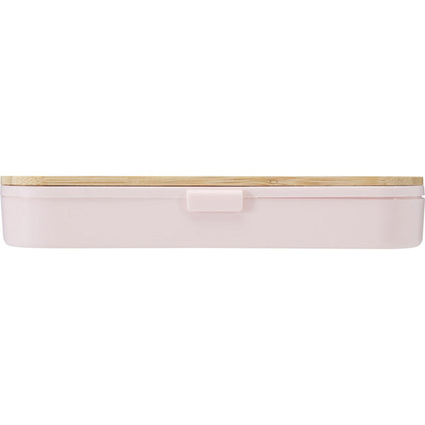 Light Pink - Back - Floso Bamboo Lid Plain Cutlery Set