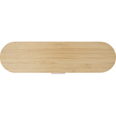 Light Pink - Side - Floso Bamboo Lid Plain Cutlery Set