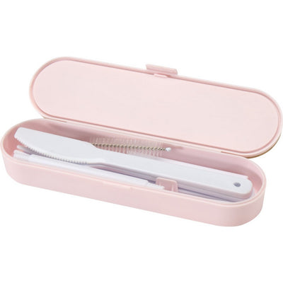Light Pink - Pack Shot - Floso Bamboo Lid Plain Cutlery Set