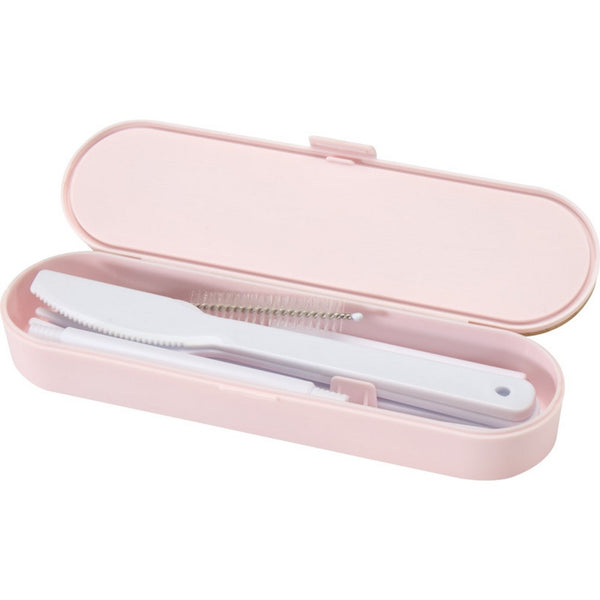 Light Pink - Pack Shot - Floso Bamboo Lid Plain Cutlery Set