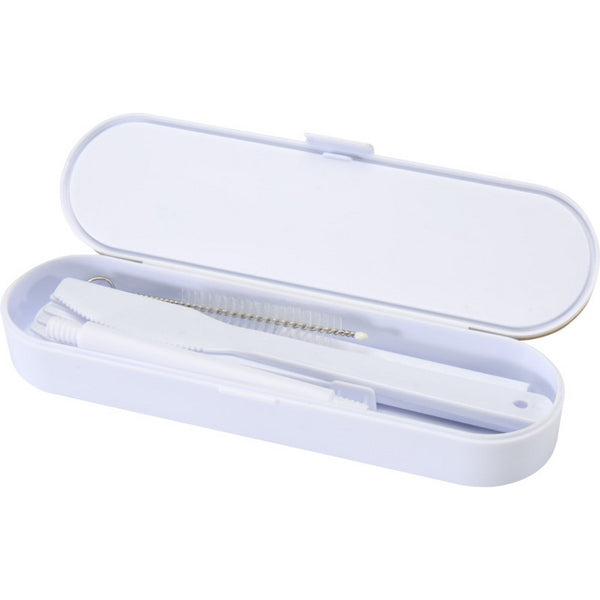 White - Pack Shot - Floso Bamboo Lid Plain Cutlery Set
