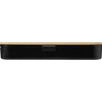 Black - Back - Floso Bamboo Lid Plain Cutlery Set