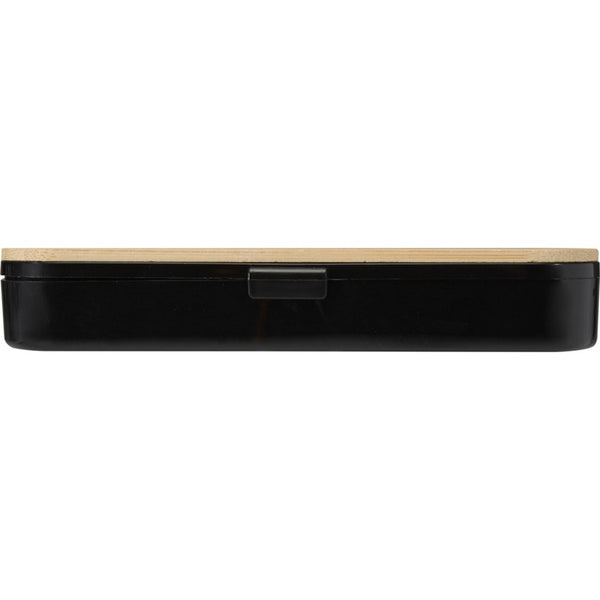 Black - Back - Floso Bamboo Lid Plain Cutlery Set