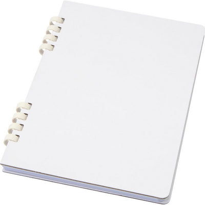 White - Lifestyle - Floso Fil Hard Cover Recycled A5 Wirebound Notebook
