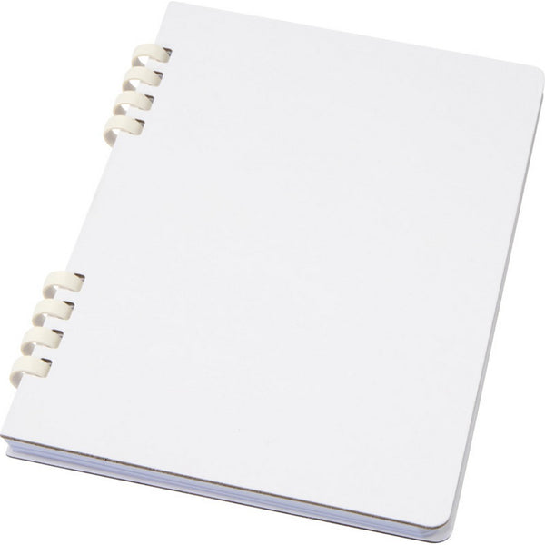 White - Lifestyle - Floso Fil Hard Cover Recycled A5 Wirebound Notebook