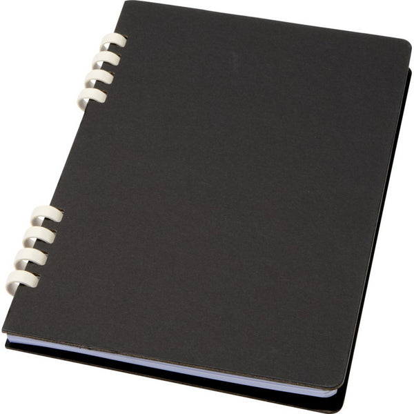 Black - Lifestyle - Floso Fil Hard Cover Recycled A5 Wirebound Notebook