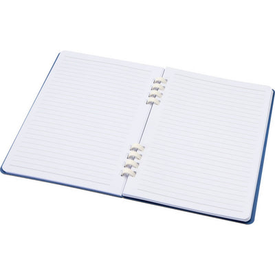 Navy - Side - Floso Fil Hard Cover Recycled A5 Wirebound Notebook