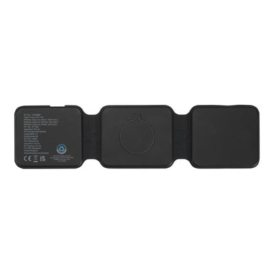 Black - Back - Floso Armus Recycled Plastic 3 in 1 Wireless Charging Pad