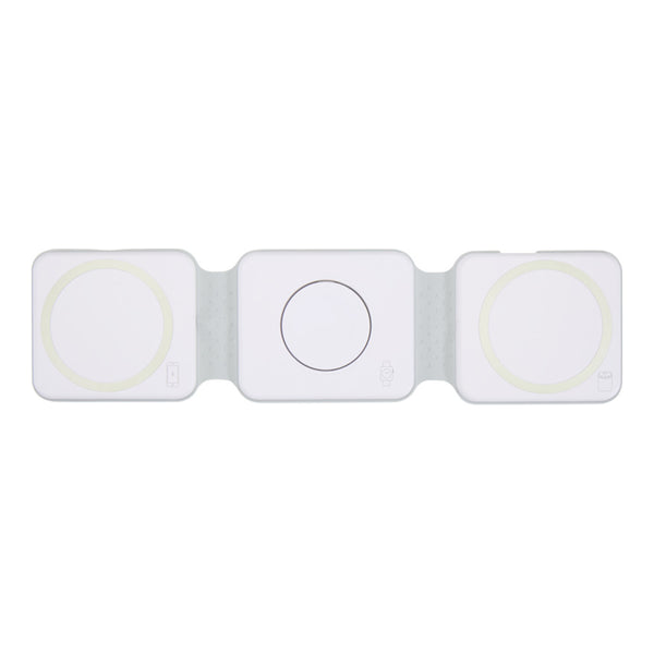 White - Front - Floso Armus Recycled Plastic 3 in 1 Wireless Charging Pad